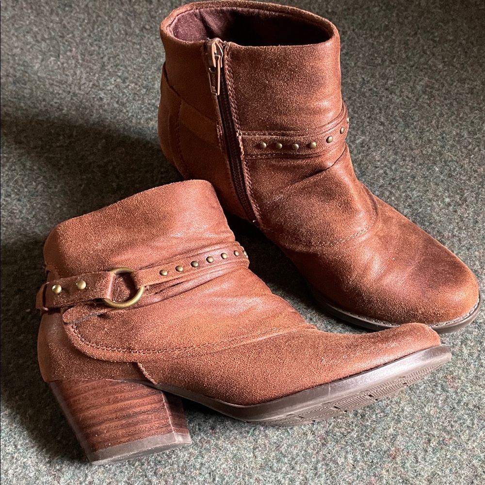 BareTraps Chestnut Ankle Boots with Buckle Detail